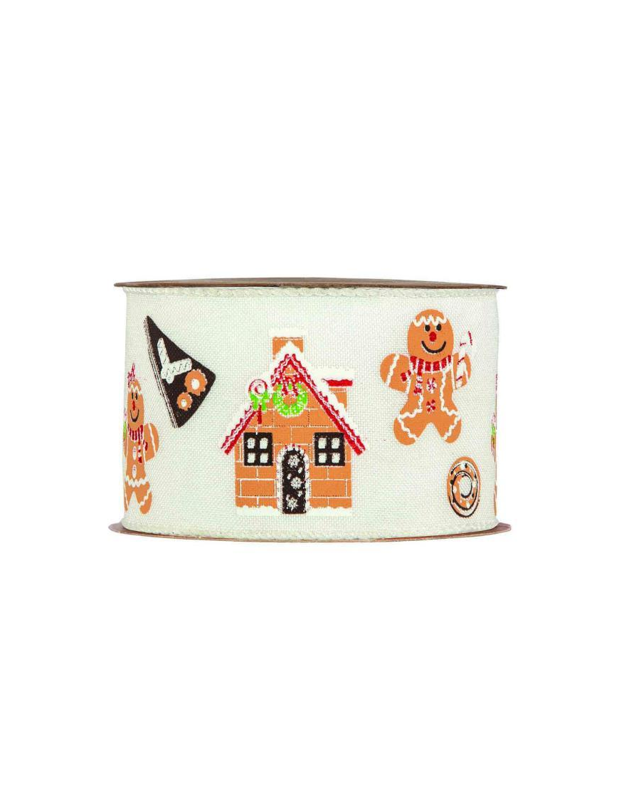 WHITE XMAS RIBBON mm63x10mt GINGER
