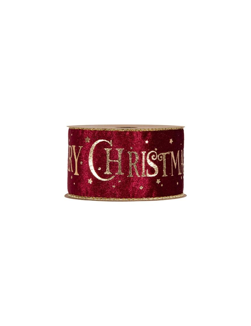 MERRY XMAS NASTRO mm63x10mt BORDEAUX