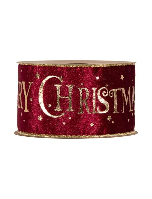 MERRY XMAS NASTRO mm63x10mt BORDEAUX