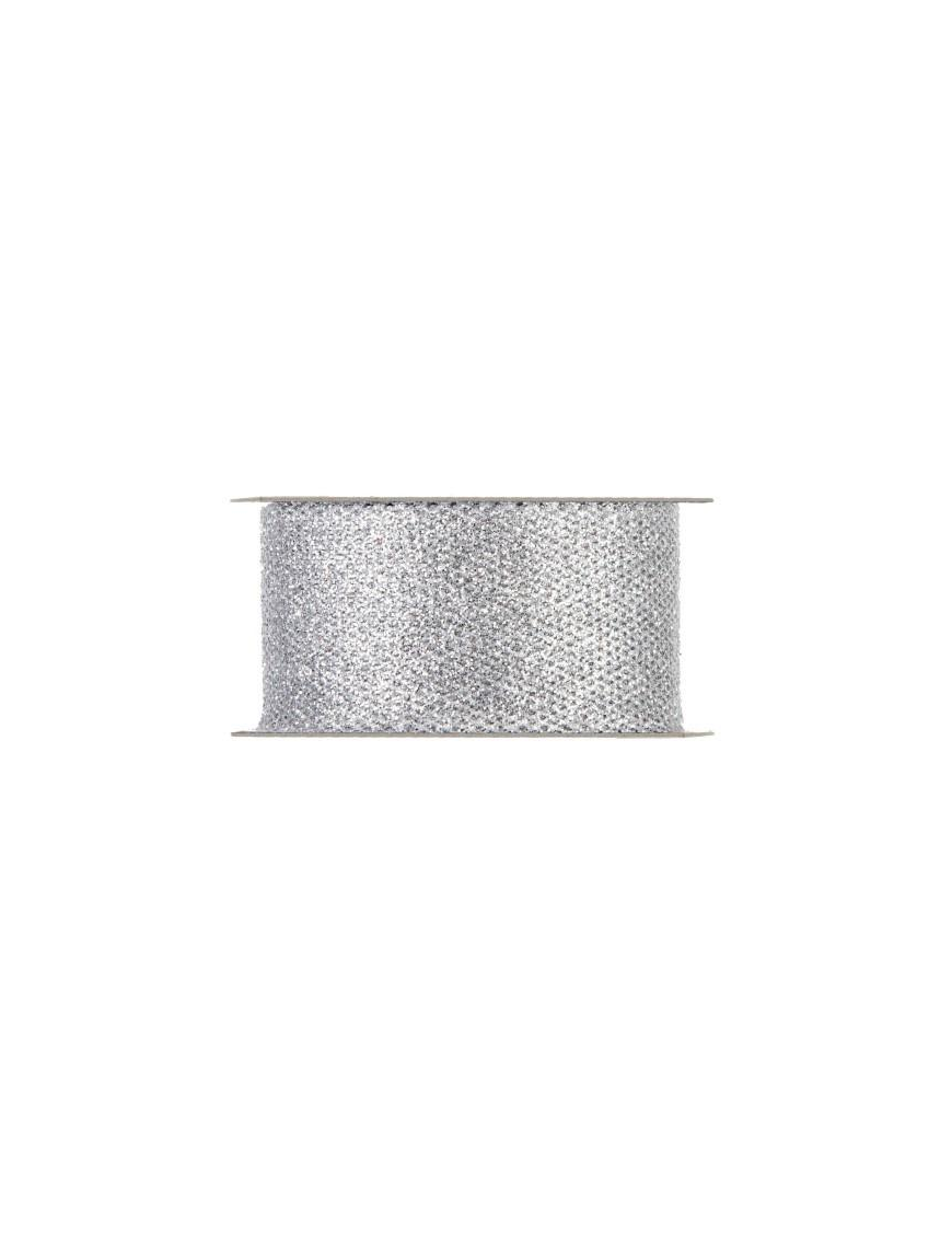 GLITTER MESH SILVER RIBBON mm38x15m