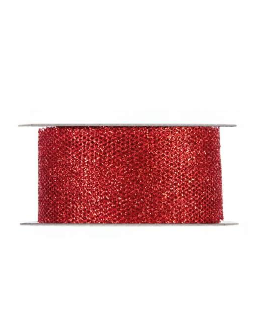 GLITTER MESH RED RIBBON mm38x15m