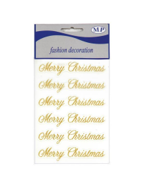 MERRY CHRISTMAS STICKERS GLITTERED IN GOLD