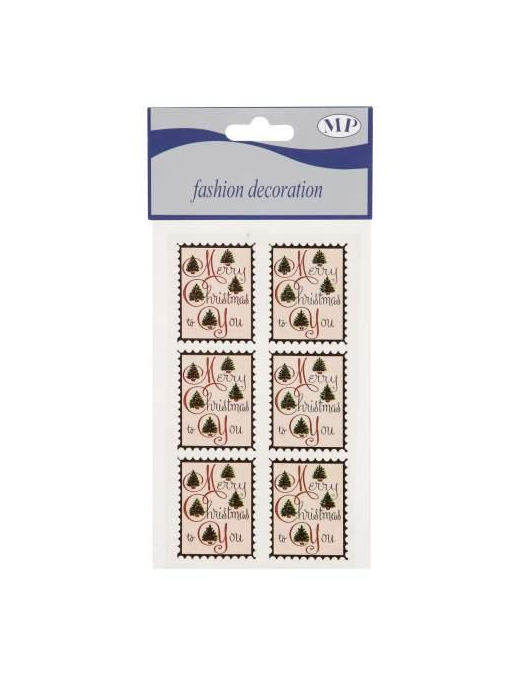 MERRY XMAS STICKERS 4.5x3.5cm 6 PIECES