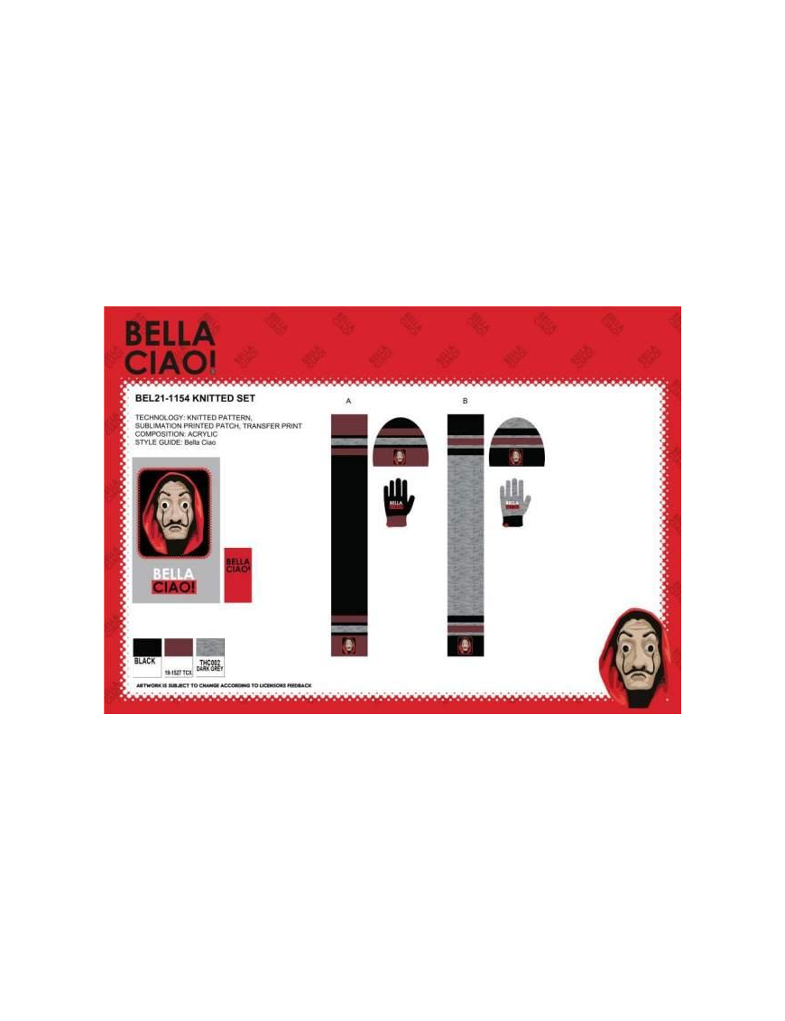 LA CASA DI CARTA CAPPELLO+GUANTI+SCIA $$