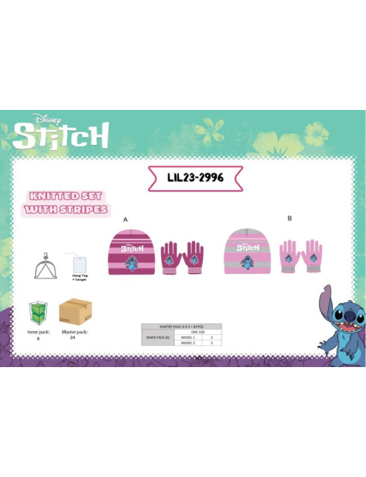 STITCH GIRL HAT+GLOVES LIL23-2996