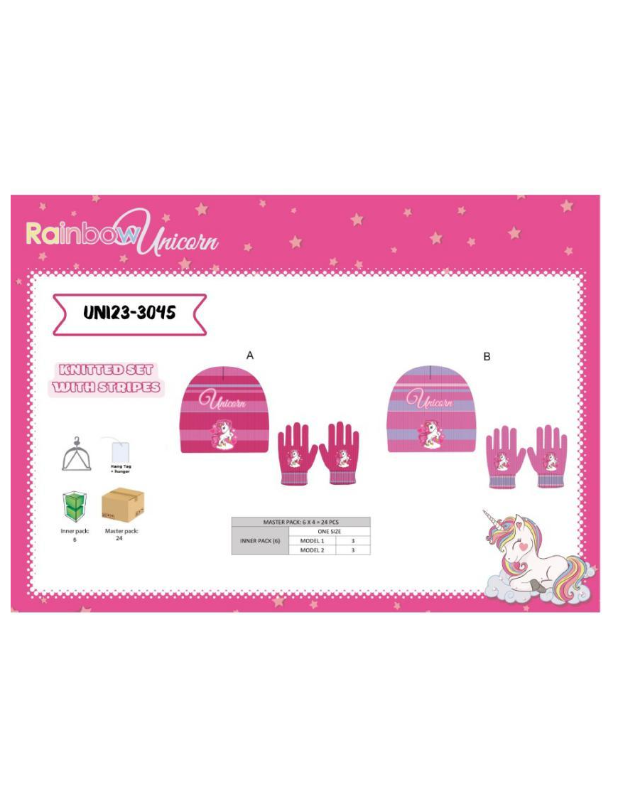 UNICORN HAT+GLOVES UNI23-3045