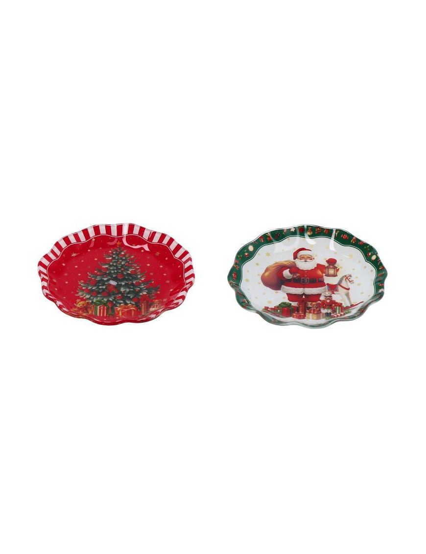 LINEA VETRO DECORO NATALIZIO VASSOIO TONDO 15cm