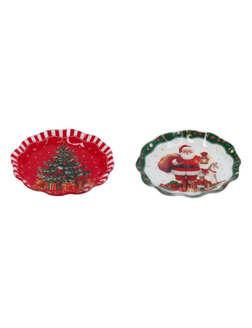 LINEA VETRO DECORO NATALIZIO VASSOIO TONDO 15cm
