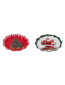 LINEA VETRO DECORO NATALIZIO VASSOIO TONDO  20cm