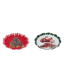 GLASS LINE CHRISTMAS DECORATION ROUND TRAY 30cm