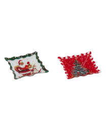 GLASS LINE CHRISTMAS SQUARE BOWL 15cm