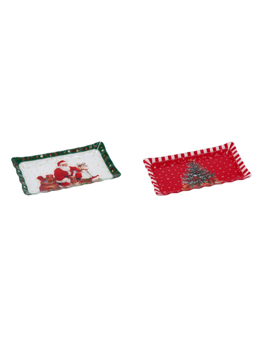 GLASS LINE CHRISTMAS DECORATION RECTANGULAR TRAY 25x15cm