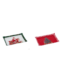 GLASS LINE CHRISTMAS DECORATION RECTANGULAR TRAY 31x21cm