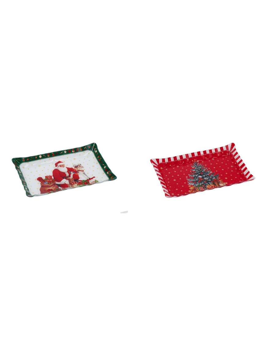 GLASS LINE CHRISTMAS DECORATION RECTANGULAR TRAY 31x21cm