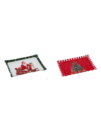 GLASS LINE CHRISTMAS DECORATION RECTANGULAR TRAY 35x26cm