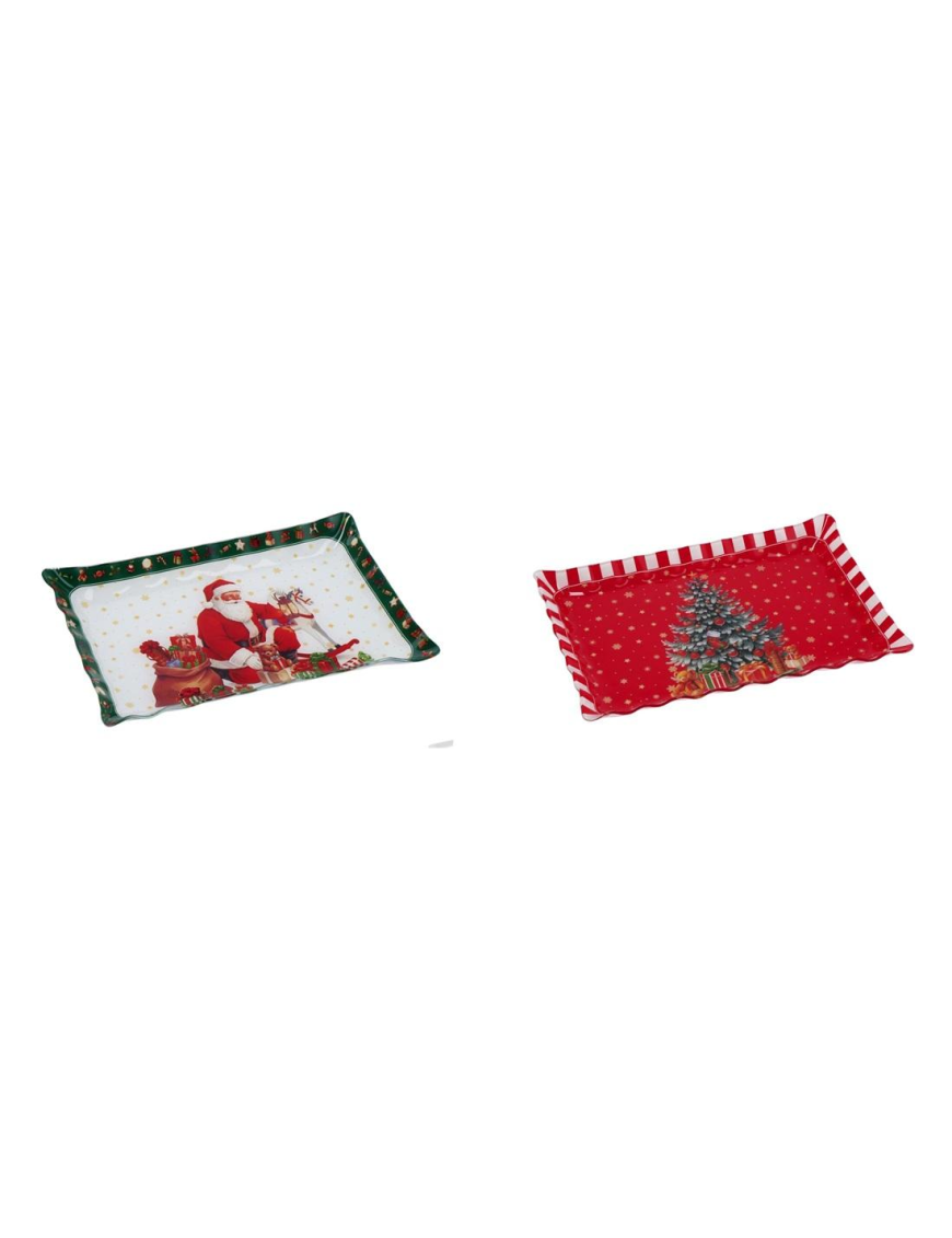 GLASS LINE CHRISTMAS DECORATION RECTANGULAR TRAY 35x26cm