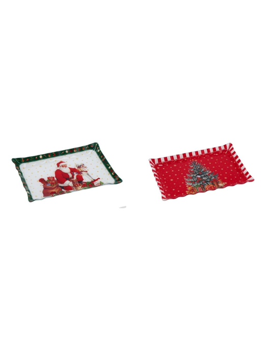 GLASS LINE CHRISTMAS DECORATION RECTANGULAR TRAY 35x26cm