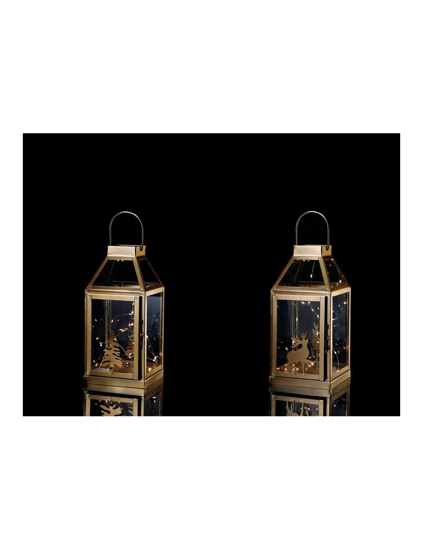 METAL LANTERN 20 LIGHTS 13x14x28cm