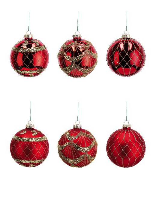 GLASS LINE RED SPHERE 10cm