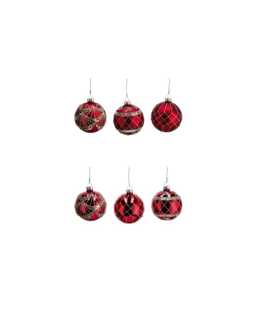 GLASS LINE SPHERE DARK RED 8cm