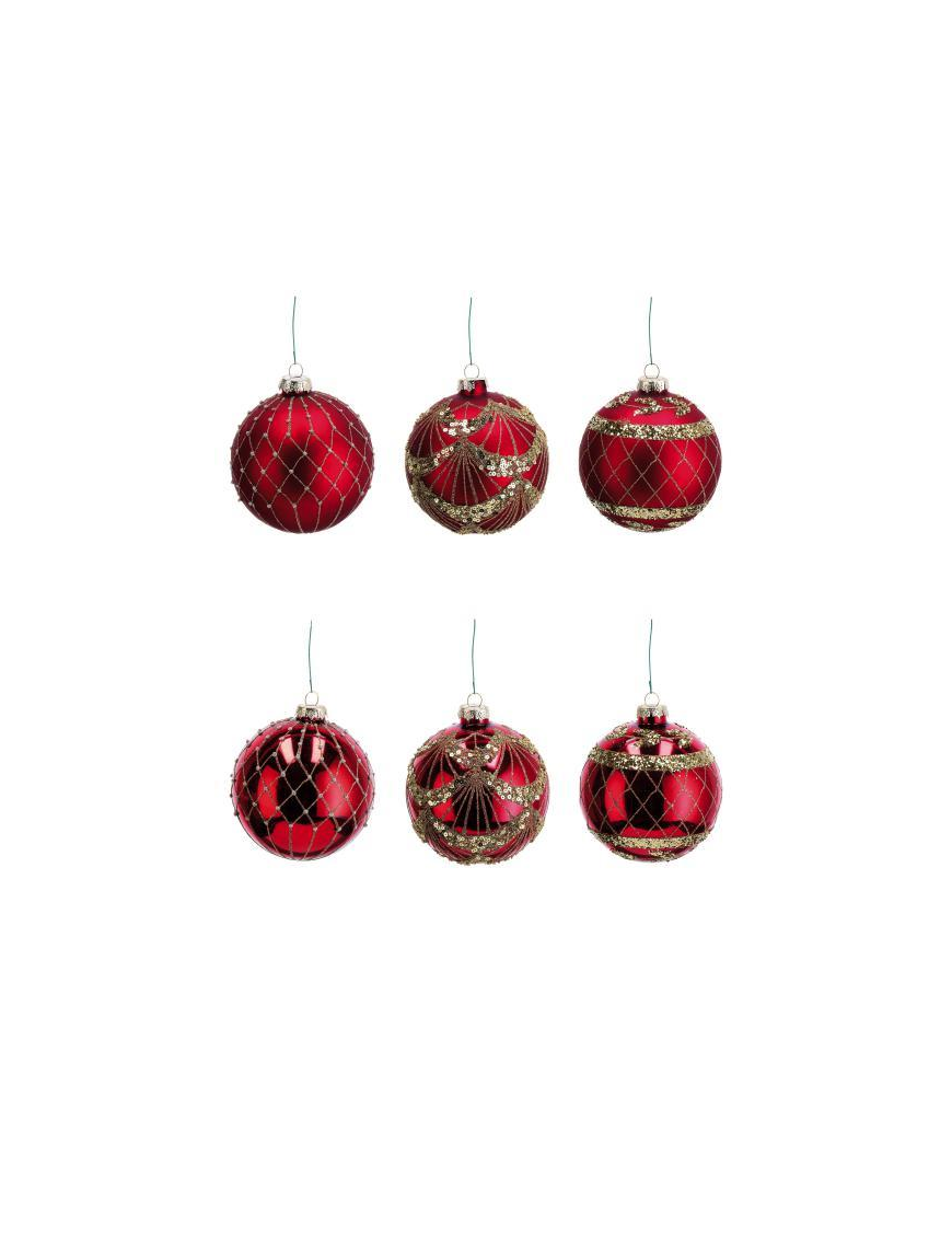 GLASS LINE SPHERE DARK RED 10cm