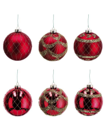 GLASS LINE SPHERE DARK RED 12cm