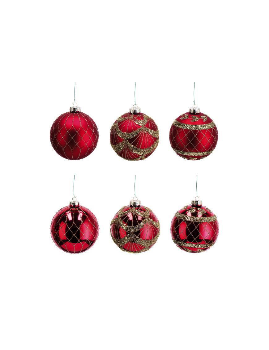GLASS LINE SPHERE DARK RED 12cm