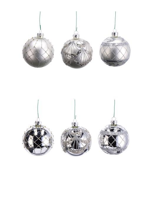 GLASS LINE SILVER SPHERE 8cm