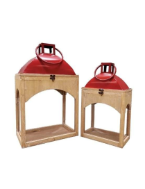 LANTERNE P/CANDELE 2pz ROSSO h.42/52 $$