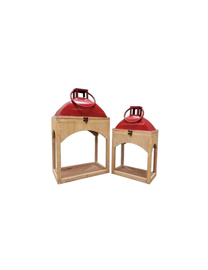 LANTERNE P/CANDELE 2pz ROSSO h.42/52 $$