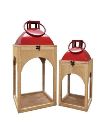 LANTERNE P/CANDELE 2pz ROSSO h.45/59$$