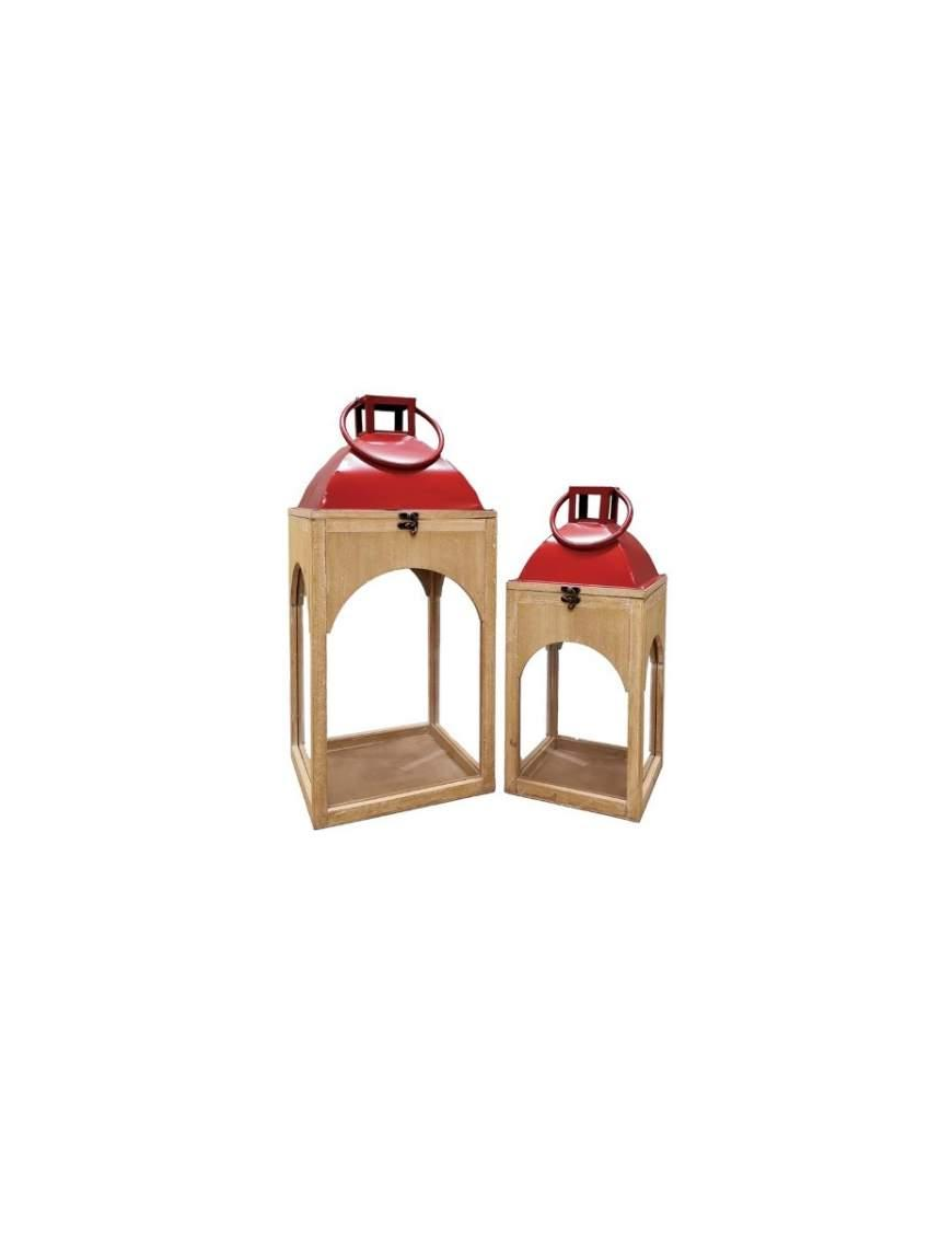 LANTERNE P/CANDELE 2pz ROSSO h.45/59$$