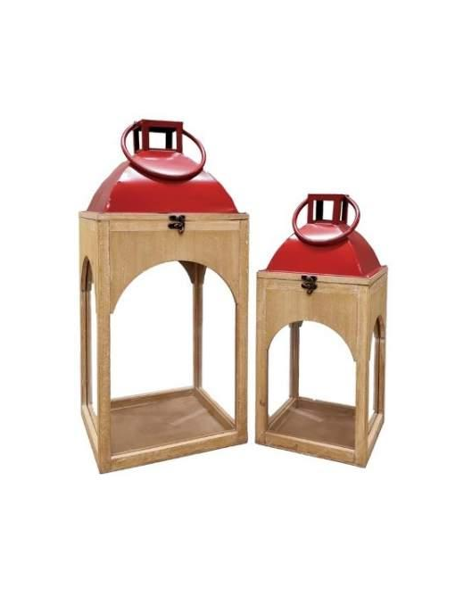 LANTERNE P/CANDELE 2pz ROSSO h.45/59$$
