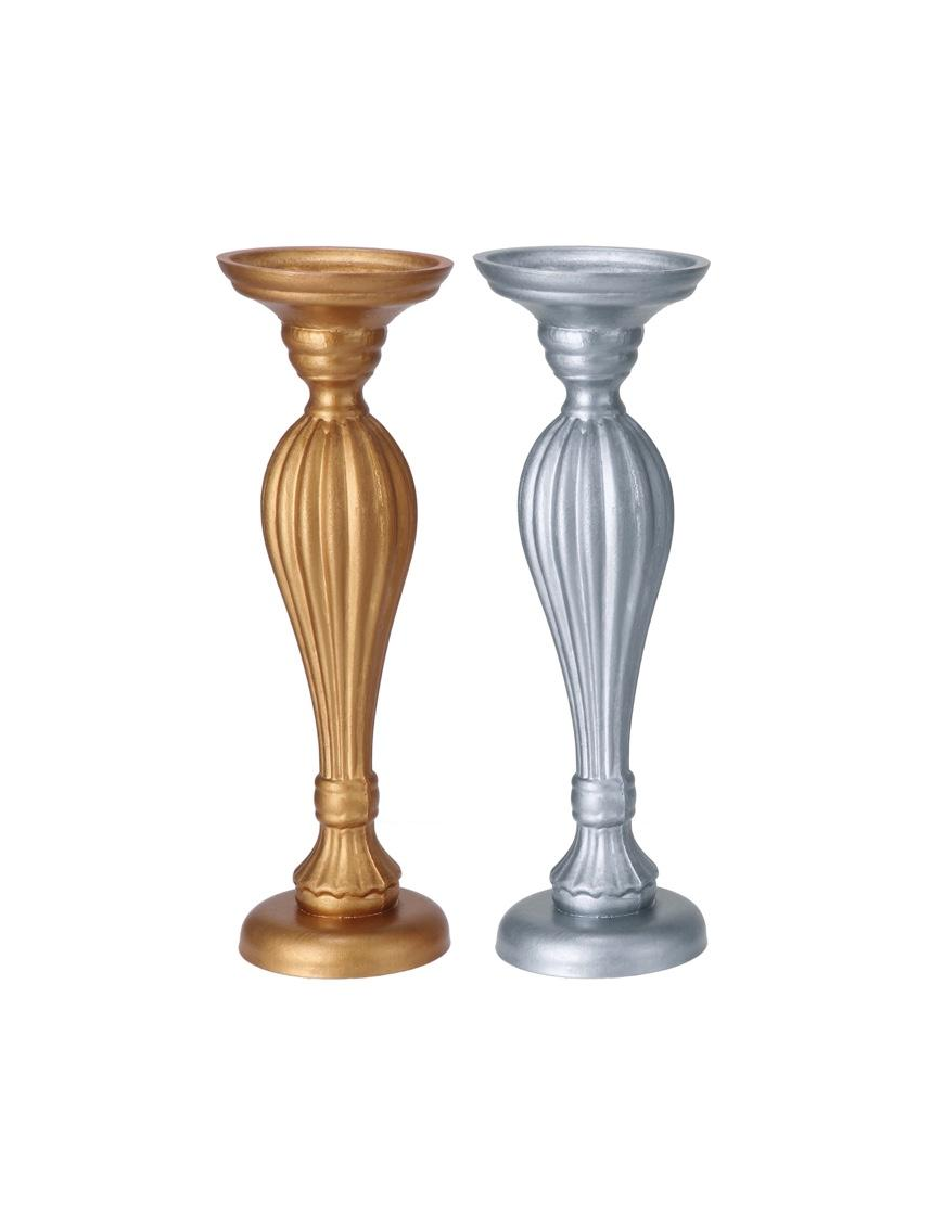 GOLD/SILVER CANDLE HOLDER 34cm
