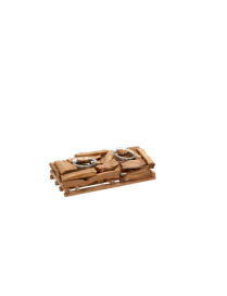WOOD+IRON TEALIGHT HOLDER 2 CANDLE 25x12x11cm