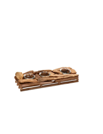 WOOD+IRON TEALIGHT HOLDER 3 CANDLE 34x12x11cm