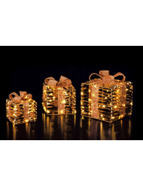LINEA  ORO PACCHI REGALO CON LUCI 3pezzi