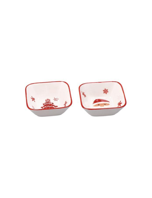 XMAS LINE SQUARE BOWL 11cm
