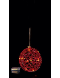 RED PLASTIC+IRON SPHERE 20 LEDS 20cm
