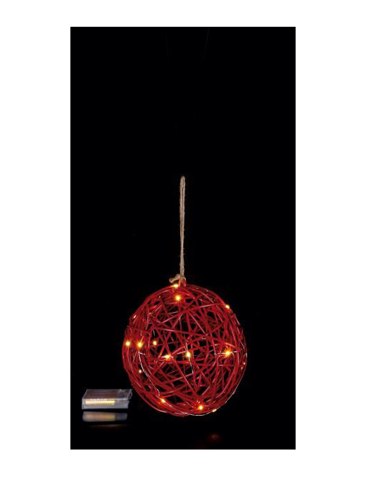 SFERA PLASTICA+FERRO 20 LED ROSSA 20cm