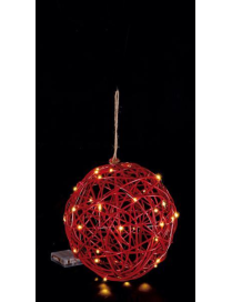 SFERA PLASTICA+FERRO 40 LED ROSSA 25cm