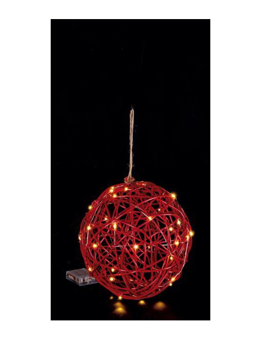 SFERA PLASTICA+FERRO 40 LED ROSSA 25cm