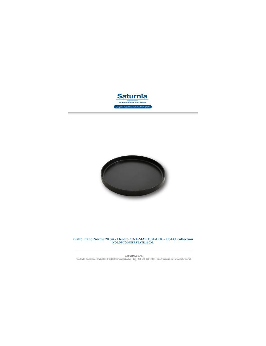 SAT-MATT BLACK OSLO PIATTO NORDIC 20cm