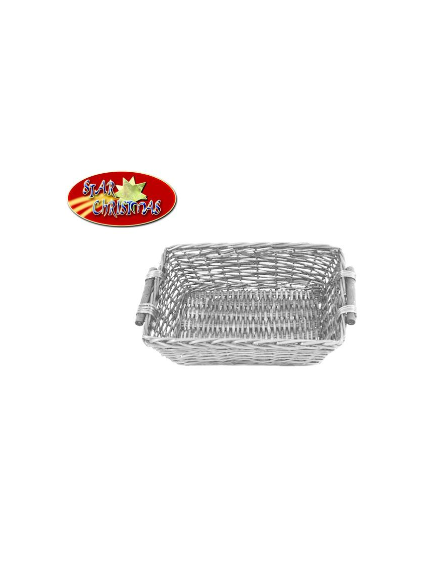 CESTO VIMINI RETTANGOLARE 48x36x14 CENTIMETRI BIANCO