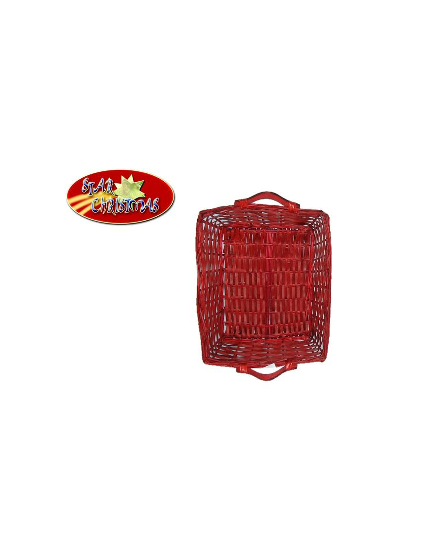 RECTANGULAR WICKER BASKET 48x36x14 CENTIMETERS RED