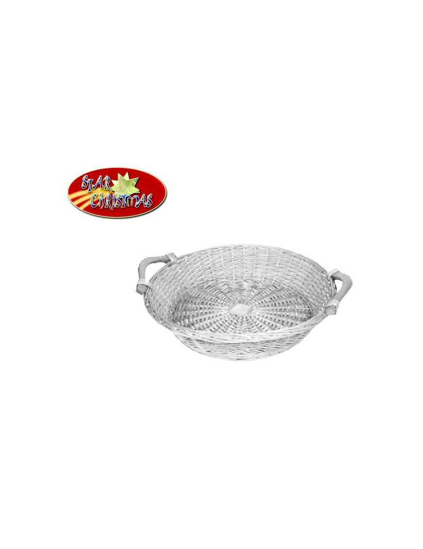 ROUND WICKER BASKET 44x12 CENTIMETERS WHITE