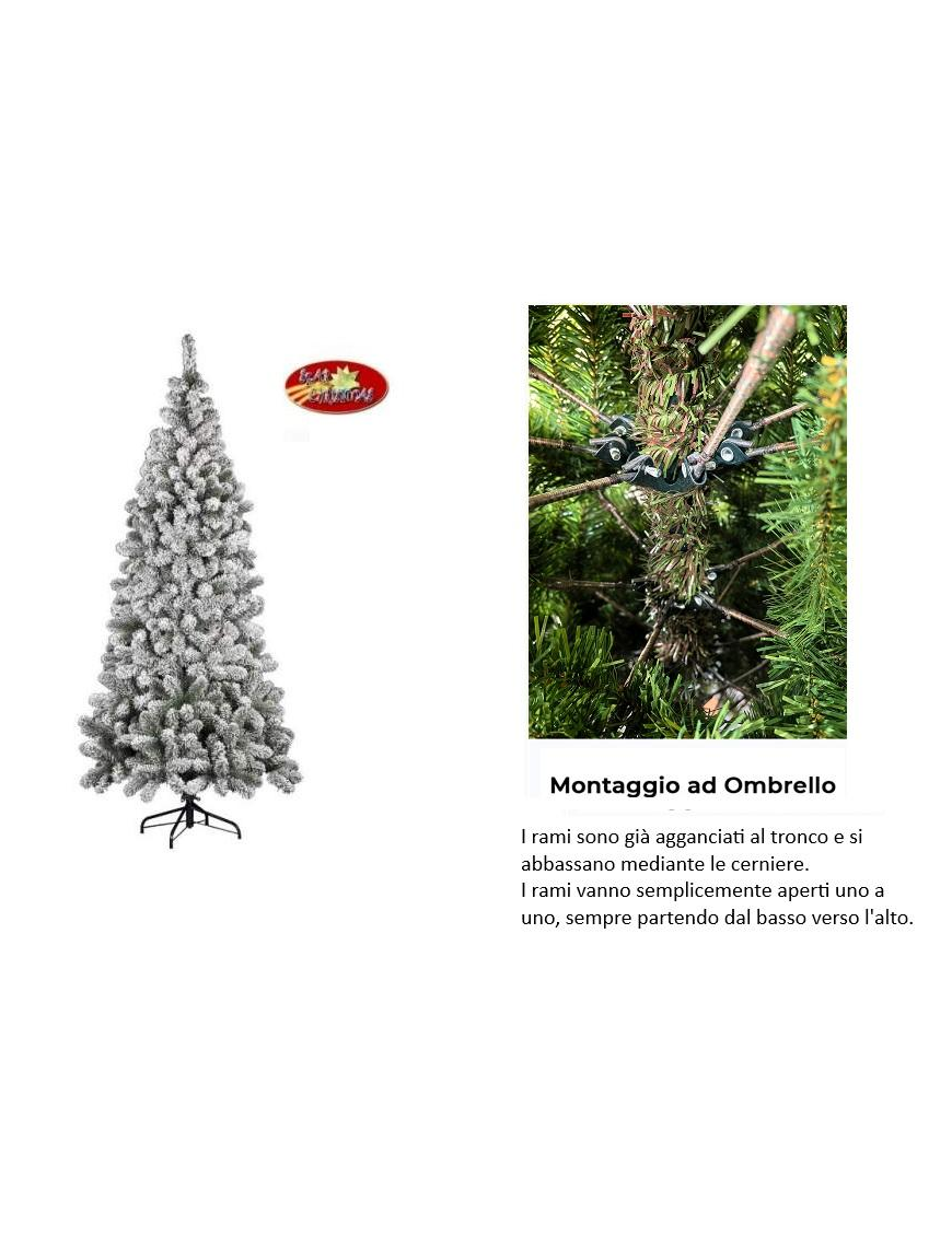 Flocked YUKON TREE 180cm 500 branches diam. 76cm UMBRELLA MOUNTING