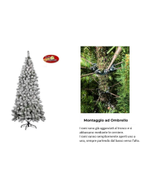 FLOCKED YUKON TREE 210cm 728 BRANCHES diam. 91cm UMBRELLA MOUNTING
