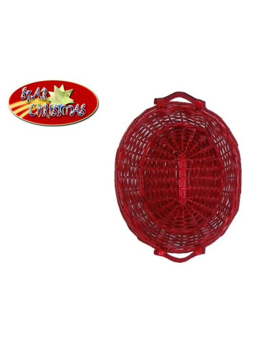 OVAL WICKER BASKET 40x30x10 CENTIMETERS RED