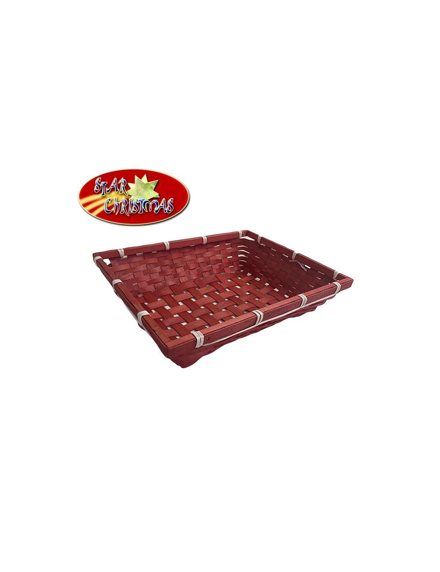 RECTANGULAR WICKER BASKET PACKAGES 38x30x9 CENTIMETERS RED